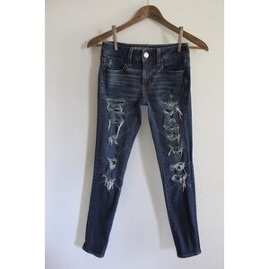 AE Ultra Destroyed Jeggings Skinny Jeans 00 short Preowned